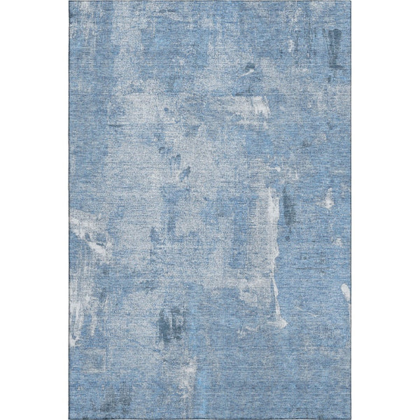 HomeRoots 9' X 12' Denim Blue & Ivory Abstract Washable Area Rug - Durable, Stain Resistant, UV Protected! 677992