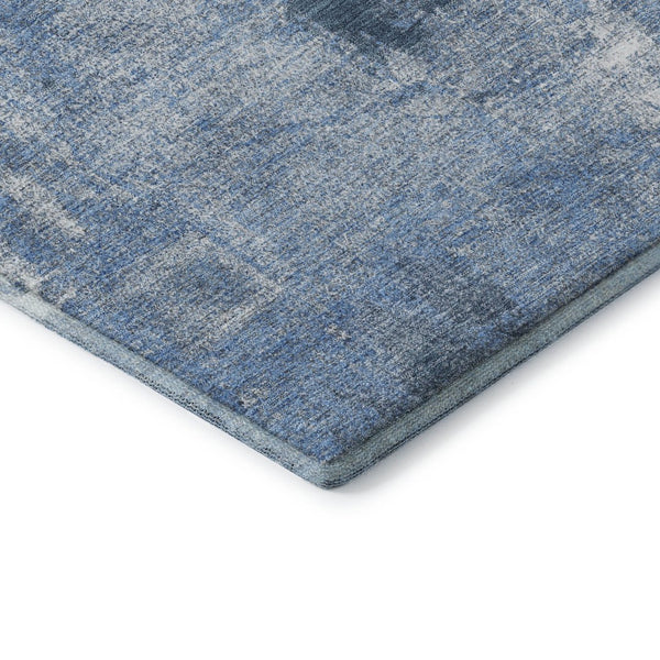 HomeRoots 9' X 12' Denim Blue & Ivory Abstract Washable Area Rug - Durable, Stain Resistant, UV Protected! 677992