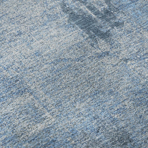 HomeRoots 9' X 12' Denim Blue & Ivory Abstract Washable Area Rug - Durable, Stain Resistant, UV Protected! 677992