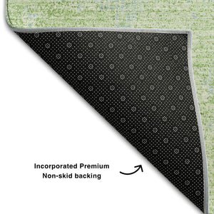 HomeRoots 9' X 12' Abstract Green & Sky Blue Washable Area Rug - UV Protected, Stain-Resistant & Durable Design 677998