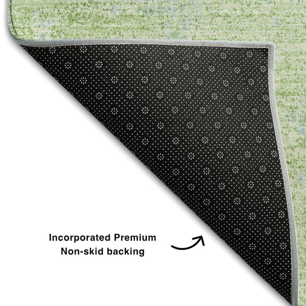 HomeRoots 9' X 12' Abstract Green & Sky Blue Washable Area Rug - UV Protected, Stain-Resistant & Durable Design 677998