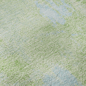 HomeRoots 9' X 12' Abstract Green & Sky Blue Washable Area Rug - UV Protected, Stain-Resistant & Durable Design 677998