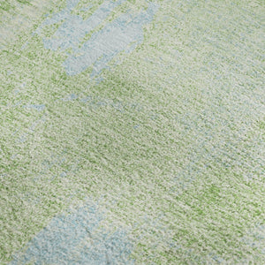 HomeRoots 9' X 12' Abstract Green & Sky Blue Washable Area Rug - UV Protected, Stain-Resistant & Durable Design 677998