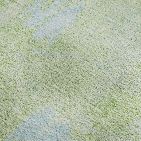 HomeRoots 9' X 12' Abstract Green & Sky Blue Washable Area Rug - UV Protected, Stain-Resistant & Durable Design 677998