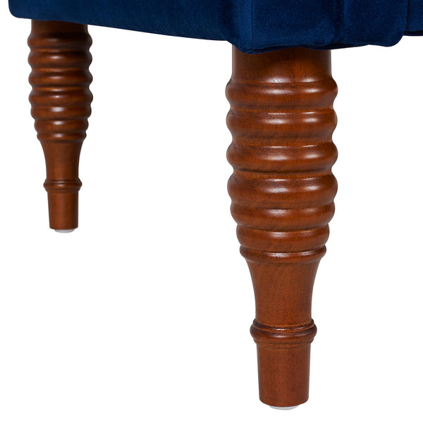 English Elm Jennifer Taylor Home - Samuel Tufted Roll Arm Chaise Lounge in Lux Velvet Upholstery with Kiln-Dried Hardwood Frame and Plush Support Navy Blue B2719P238291