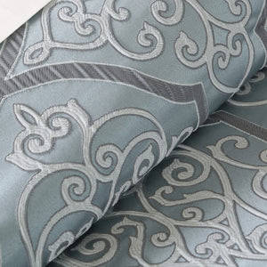 English Elm 12 Piece Comforter Set - Luxurious Greyish-Blue Damask With Cotton Sheets & Elegant Pillows, Queen B03596806
