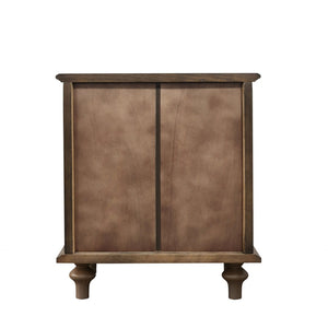 English Elm Farmhouse Nightstand Pine Wood Four Drawer Storage with Pull Out Tray Gourd Legs Walnut Brown W1716P399633