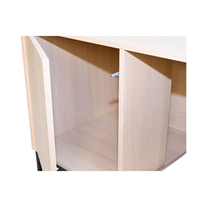 English Elm Modern Wooden Cat House with Built-In Scratching Mat, Sturdy Metal Frame, Sleek Space-Saving Design Light Brown W1412P271586