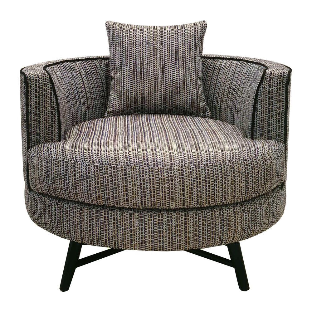 JLA Home Chapel Hill - Swivel Chapel Hill Harper chair with plush cushioning, 360° rotation, neutral fabric, sleek black legs Stripe/Multi CH100-0012