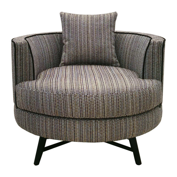 JLA Home Chapel Hill - Swivel Chapel Hill Harper chair with plush cushioning, 360° rotation, neutral fabric, sleek black legs Stripe/Multi CH100-0012