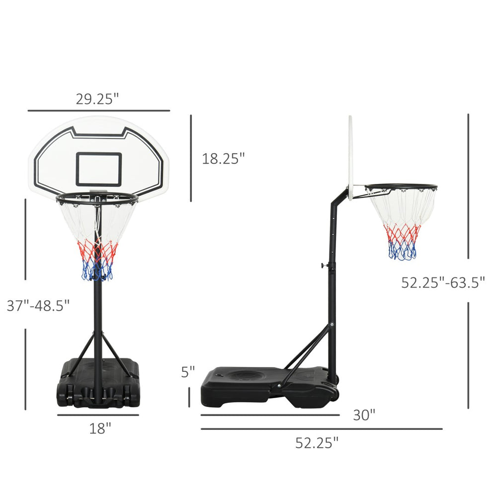 English Elm Basketball Hoop Portable Pool Stand with Adjustable Pole Weighted Rolling Base Outdoor T3971P383915