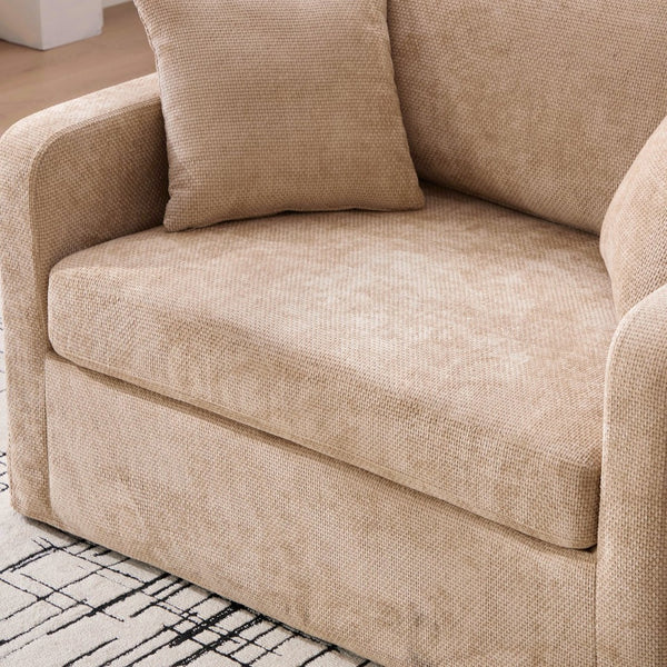 English Elm 43.9" Oversized Chenille Accent Chair with Bolster Pillows Farmhouse Living Room Seat Wheat W3098P419125