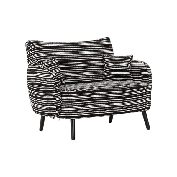English Elm Modern tufted two-seater sofa with boucle upholstery, tapered legs, storage pockets and plush comfort for small spaces and offices Black W395P376591