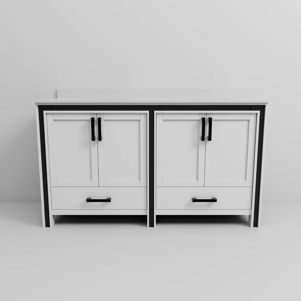 English Elm White Double Bath Vanity With Cultured Marble Top - Elegant Design, Ample Storage & Soft-Close Hardware B2731P260706-GIGA