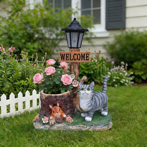 English Elm Schnauzer Solar Led Resin Planter Statue Outdoor Garden Accent for Patio Decor W5398P464238