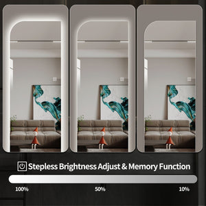 English Elm 65" Arch Full Length Wall Mirror with Dimmable Led Lighting for Bedroom or Entryway W2709P435572
