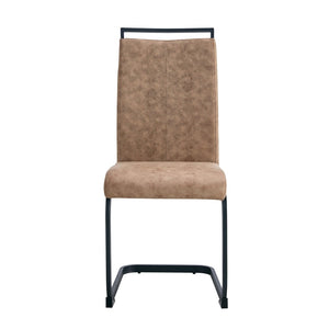 English Elm Expandable Walnut Mdf Dining Set Seats Eight with Six Fabric Chairs on Metal Legs W1151S04708