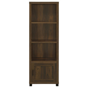 English Elm Vivek Dark Pine Engineered Wood Media Tower with 3 Open Shelves & Lower Cabinet, Rustic Storage B062P375530