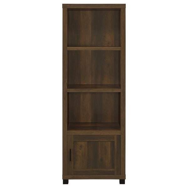 English Elm Vivek Dark Pine Engineered Wood Media Tower with 3 Open Shelves & Lower Cabinet, Rustic Storage B062P375530