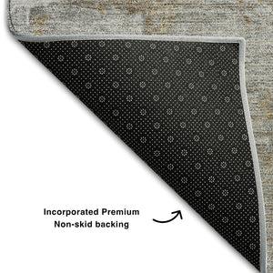 HomeRoots 8' X 10' Washable Area Rug in Gray, Brown & Ivory – Durable, Stain Resistant & UV Protected Design 678003
