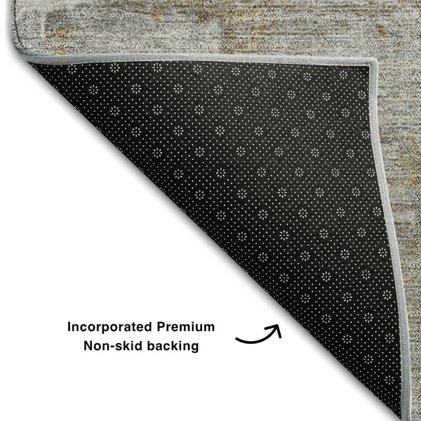 HomeRoots 8' X 10' Washable Area Rug in Gray, Brown & Ivory – Durable, Stain Resistant & UV Protected Design 678003