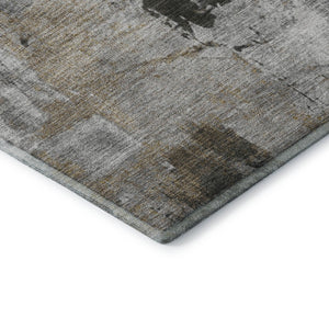 HomeRoots 9' X 12' Gray Brown Ivory Abstract Area Rug - Stylish, Stain-Resistant, UV-Protected & Durable Design 678004