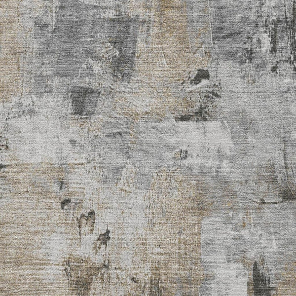 HomeRoots 9' X 12' Gray Brown Ivory Abstract Area Rug - Stylish, Stain-Resistant, UV-Protected & Durable Design 678004