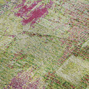 HomeRoots 5' X 8' Vibrant Abstract Area Rug in Lime Green, Pink & Yellow - Washable, UV Protected & Durable! 678007