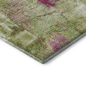 HomeRoots 9' X 12' Washable Abstract Area Rug in Lime Green, Pink & Yellow – UV-Protected & Stain-Resistant! 678010