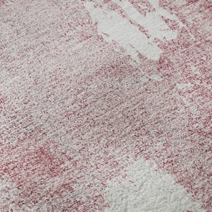 HomeRoots 9' X 12' Pink and Ivory Abstract Washable Area Rug - UV-Protected, Stain-Resistant, Durable Design 678022