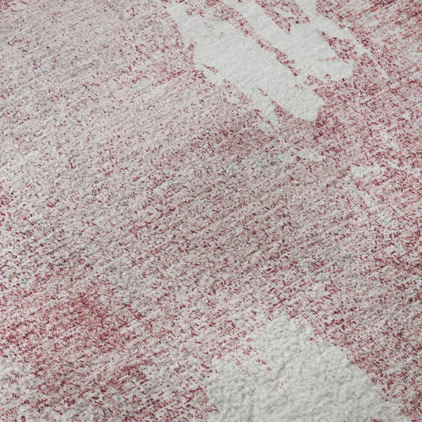 HomeRoots 9' X 12' Pink and Ivory Abstract Washable Area Rug - UV-Protected, Stain-Resistant, Durable Design 678022
