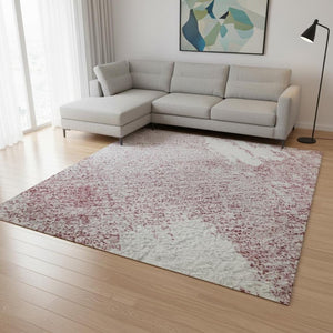 HomeRoots 10' X 14' Pink and Ivory Abstract Area Rug - Stylish, Washable, UV-Protected, Perfect for Homes 678023