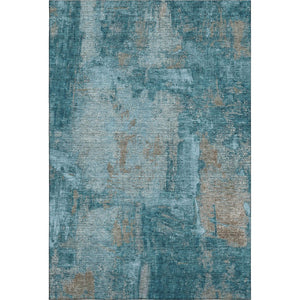 HomeRoots 8' X 10' Durable Teal and Taupe Abstract Area Rug – Washable, UV Protected, Perfect for Busy Homes! 678027