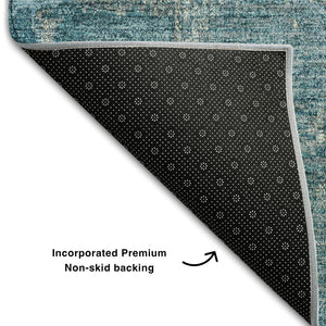 HomeRoots 8' X 10' Durable Teal and Taupe Abstract Area Rug – Washable, UV Protected, Perfect for Busy Homes! 678027