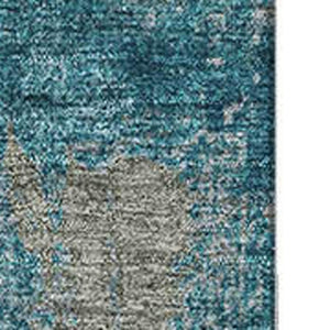 HomeRoots 8' X 10' Durable Teal and Taupe Abstract Area Rug – Washable, UV Protected, Perfect for Busy Homes! 678027