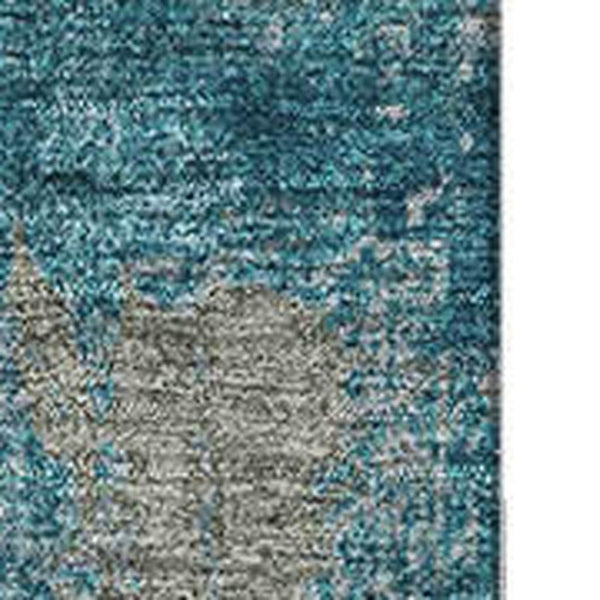 HomeRoots 8' X 10' Durable Teal and Taupe Abstract Area Rug – Washable, UV Protected, Perfect for Busy Homes! 678027