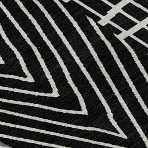 HomeRoots 8' X 10' Black and Ivory Geometric Washable Area Rug with UV Protection for High-Traffic Spaces 678039