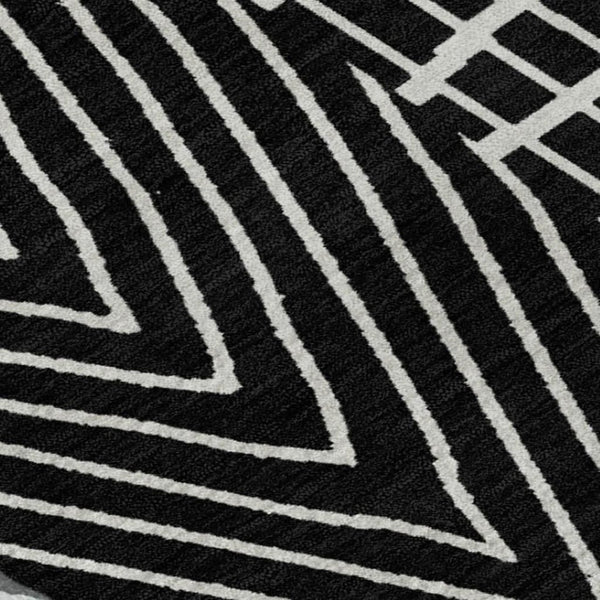 HomeRoots 8' X 10' Black and Ivory Geometric Washable Area Rug with UV Protection for High-Traffic Spaces 678039
