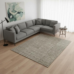 HomeRoots 8' X 10' Stylish Brown & Beige Geometric Area Rug – Washable, UV-Protected, Ideal for High-Traffic Spaces 678045
