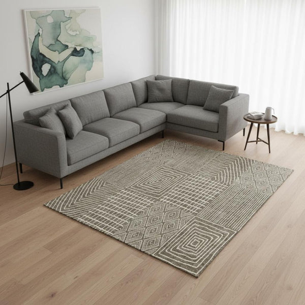 HomeRoots 8' X 10' Stylish Brown & Beige Geometric Area Rug – Washable, UV-Protected, Ideal for High-Traffic Spaces 678045