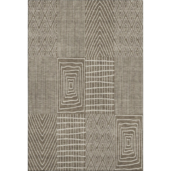 HomeRoots 8' X 10' Stylish Brown & Beige Geometric Area Rug – Washable, UV-Protected, Ideal for High-Traffic Spaces 678045