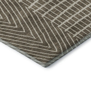 HomeRoots 8' X 10' Stylish Brown & Beige Geometric Area Rug – Washable, UV-Protected, Ideal for High-Traffic Spaces 678045