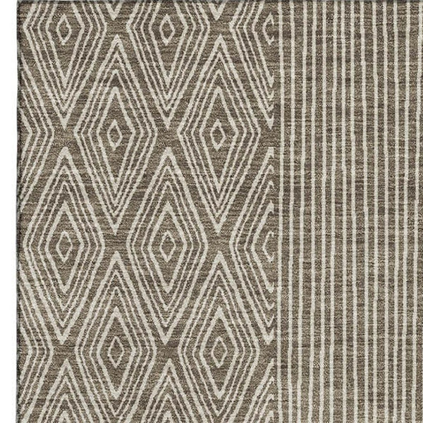 HomeRoots 8' X 10' Stylish Brown & Beige Geometric Area Rug – Washable, UV-Protected, Ideal for High-Traffic Spaces 678045