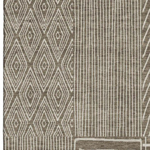 HomeRoots 8' X 10' Stylish Brown & Beige Geometric Area Rug – Washable, UV-Protected, Ideal for High-Traffic Spaces 678045