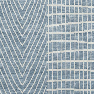 HomeRoots 5' X 8' Denim Blue & Ivory Geometric Area Rug - Washable, UV-Protected, Stain-Resistant Design! 678049