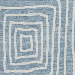 HomeRoots 8' Denim Blue Geometric Washable Round Rug - UV Protected, Stain Resistant, Perfect for High-Traffic Areas 678050