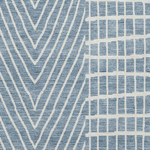 HomeRoots 9' Stylish Denim Blue & Ivory Geometric Washable Area Rug - Durable, Stain-Resistant & UV Protected 678052