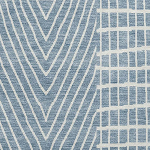 HomeRoots 10' X 14' Denim Blue Geometric Area Rug - Washable, Stain Resistant & UV Protected for Modern Spaces 678053