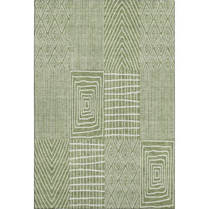 HomeRoots 5' X 8' Stylish Green & Ivory Geometric Area Rug - Durable, Washable, UV Protected for Any Space 678055