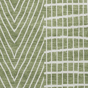 HomeRoots 5' X 8' Stylish Green & Ivory Geometric Area Rug - Durable, Washable, UV Protected for Any Space 678055